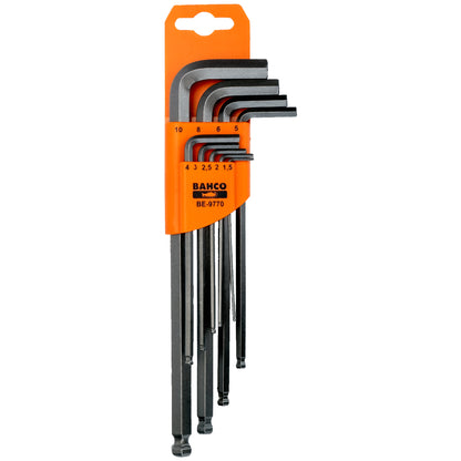 Bahco Long Ball End Hex L-Key Set - Metric 9pc Set 1.5-10mm