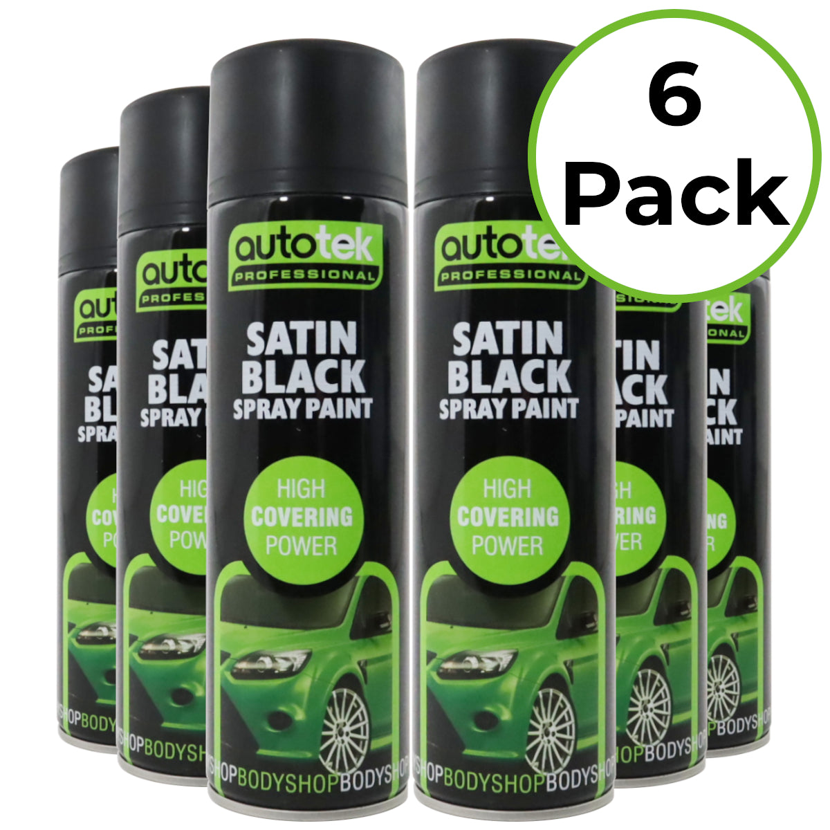 Autotek Satin Black Spray Paint - 500ml Aerosol