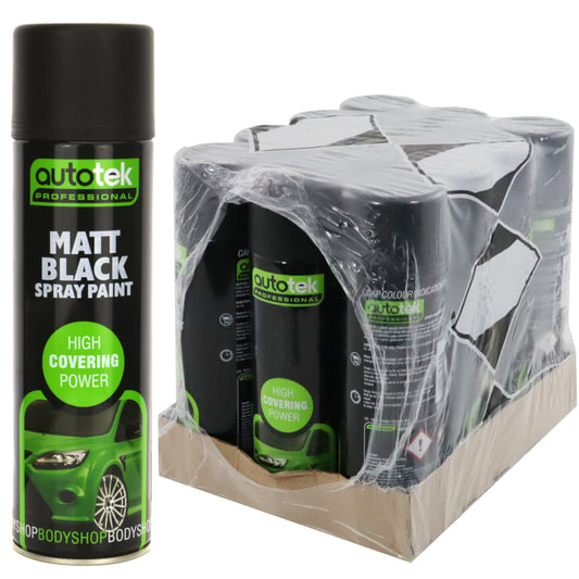 Autotek Matt Black Spray Paint - 500ml Aerosol